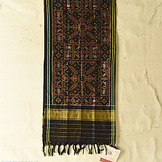 Rasika . रसिका ~ Handloom Patola Silk Cotton Stole - Black 17