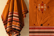 Winter's Call ❁ Woolen Shawl With Kutchi Mirror Work - Mustard Yellow