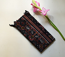 Rasika . रसिका ~ Handloom Patola Silk Cotton Stole - Black