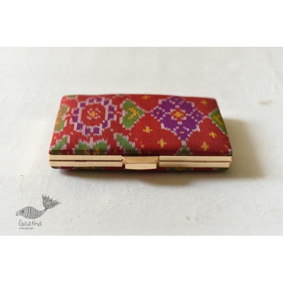 shop Patola Silk Clip Clutch / Ikat Sling Handbag - Red & Green