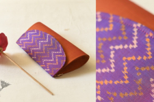 A pocket full of joy | Patola Clutch Purse - Golden & Purple