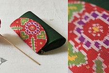 A pocket full of joy ~ Patola Clutch Purse - Green & Red 