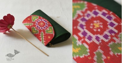 A pocket full of joy ~ Patola Clutch Purse - Green & Red 