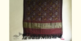 Vasant . वसंत | Woolen Ikat Patola Shawl ~ Dark Maroon