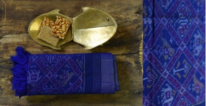 Vasant . वसंत | Woolen Ikat Patola Shawl ~ Blue