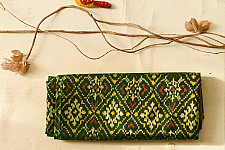 चंपा - चकली ⁂ Handwoven Patola Silk Saree | Green