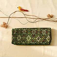 चंपा - चकली ⁂ Handwoven Patola Silk Saree | Green