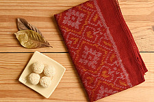 Vasant . वसंत ~ Woolen Patola Muffler ~ Maroon Diamond