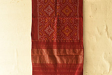 Vasant . वसंत ~ Woolen Patola Muffler ~ Maroon Diamond