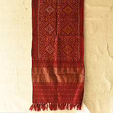 Vasant . वसंत ~ Woolen Patola Muffler ~ Maroon Diamond