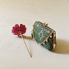 A pocket full of joy ~ Patola Clutch / Green Sling Bag