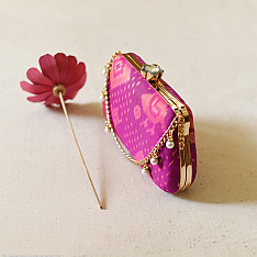 A pocket full of joy ~ Patola Clutch Purse cum Sling Bag - Purple