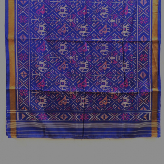 shop pure silk patola ikat Dark Blue dupatta