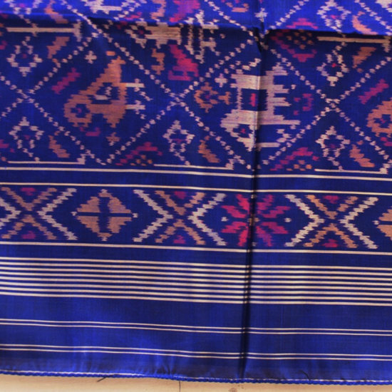 shop pure silk patola ikat Dark Blue dupatta