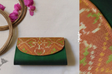 A pocket full of joy ~ Patola Clutch Purse - Green & Golden