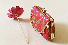 A pocket full of joy ~ Patola Clutch Purse / Sling Bag - Red & Green