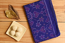 Vasant . वसंत ~ Woolen Patola Muffler ~ Blue Traditional