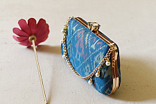 A pocket full of joy ~ Patola Clutch Purse / Sling Bag - Blue