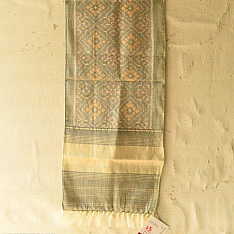 Vasant . वसंत ~ Woolen Patola Muffler ~ Grey Diamond