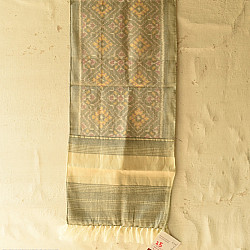 Vasant . वसंत ~ Woolen Patola Muffler ~ Grey Diamond