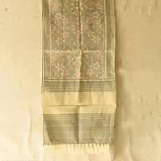 Vasant . वसंत ~ Woolen Patola Muffler ~ Grey Traditional