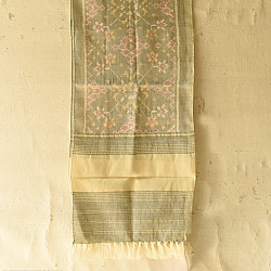 Vasant . वसंत ~ Woolen Patola Muffler ~ Grey Traditional