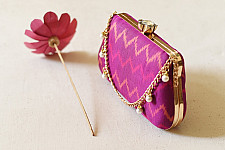 A pocket full of joy ~ Patola Clutch Magenta Purse