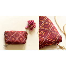 A pocket full of joy || Patola Clutch / Sling Silk Purse - Maroon