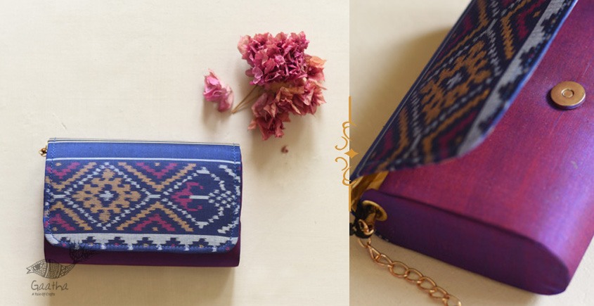 shop handmade Patola Silk Purse Purple & Blue Bag 