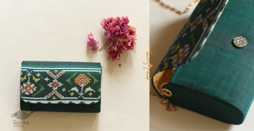 shop handmade Patola Silk Purse Green Bag 