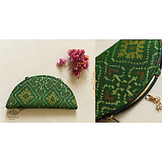 A pocket full of joy || Patola Sling Silk Bag - Green Half Circle 
