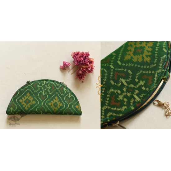 shop Patola Sling Silk Bag - Green Half Circle 