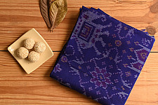 Vasant . वसंत ~ Woolen Patola Shawl ~ Blue Hathi Motif