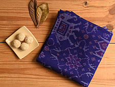 Vasant . वसंत ~ Woolen Patola Shawl ~ Blue Hathi Motif