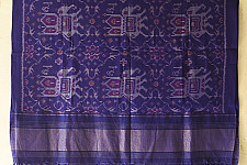 Vasant . वसंत ~ Woolen Patola Shawl ~ Blue Hathi Motif