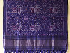 Vasant . वसंत ~ Woolen Patola Shawl ~ Blue Hathi Motif