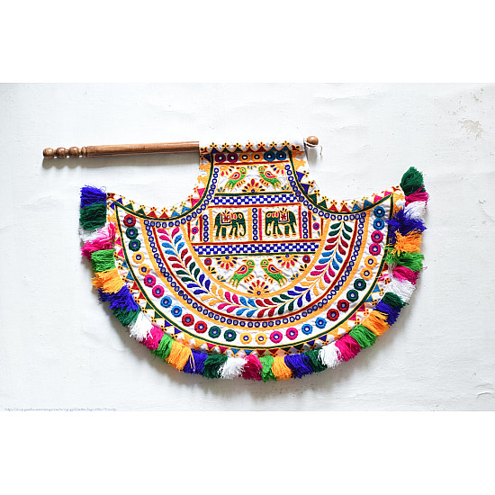 shop Kutchi Embroidered Traditional Fen Wall Hanging / Wall Piece -Vinjano