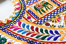 Wall Hanging ⁂ Kutchi Embroidered Traditional Fan Wall Hanging / Wall Piece -Vinjano