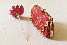 A pocket full of joy ~ Patola Clutch Purse / Sling Bag - Maroon 