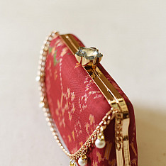 A pocket full of joy ~ Patola Clutch Purse / Sling Bag - Maroon 