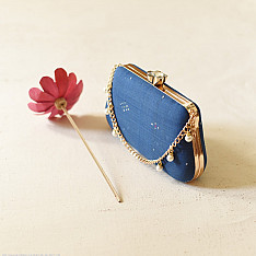 A pocket full of joy ~ Tangaliya Clutch Purse / Blue Sling Bag