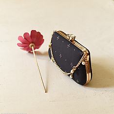 A pocket full of joy ~ Tangaliya Clutch Purse / Black Sling Bag