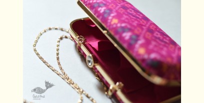 A pocket full of joy | Patola Silk Box Clutch - Rani Pink