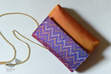 A pocket full of joy | Patola Purse / Sling Bag - Purple & Golden Orange