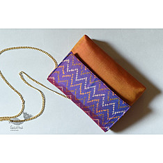 A pocket full of joy | Patola Purse / Sling Bag - Purple & Golden Orange
