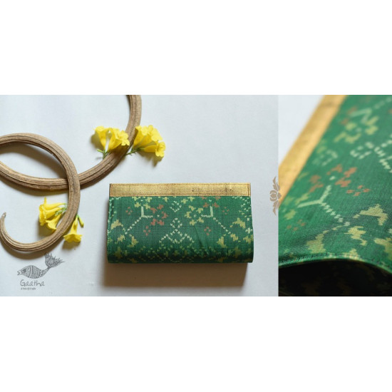 shop handmade patola silk Green purse