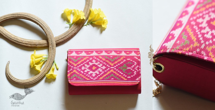 shop handmade Patola Silk Purse Cum Sling pink Bag