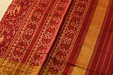 चंपा - चकली ⁂ Handwoven Patola Silk Saree | Red Elephant Design