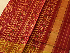 चंपा - चकली ⁂ Handwoven Patola Silk Saree | Red Elephant Design