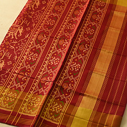 चंपा - चकली ⁂ Handwoven Patola Silk Saree | Red Elephant Design